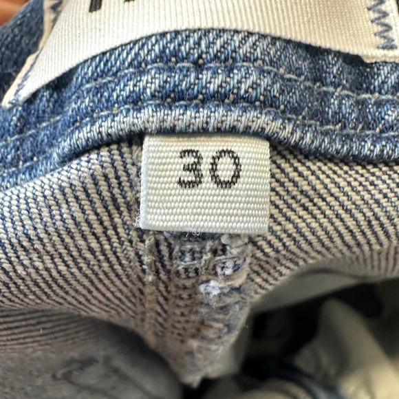 PAIGE Alexis Wide Leg Raw Hem Cropped Streetwear Barrel Jeans Medium Wash Sz 30 - Picture 8 of 14